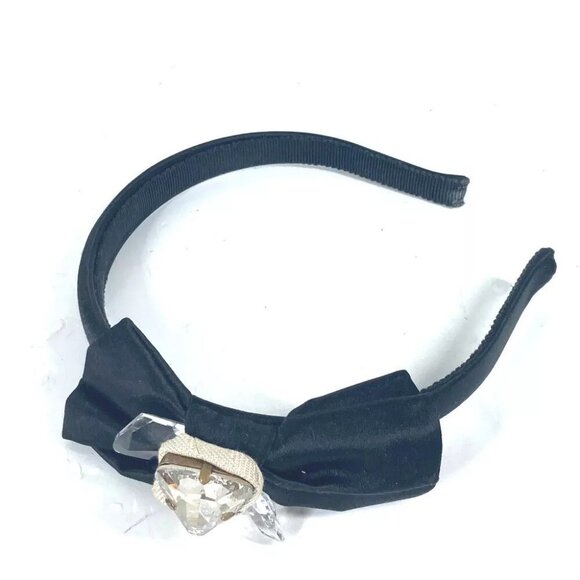 MIUMIU crystal Hair band head band Katyusha Satin Black main image 2
